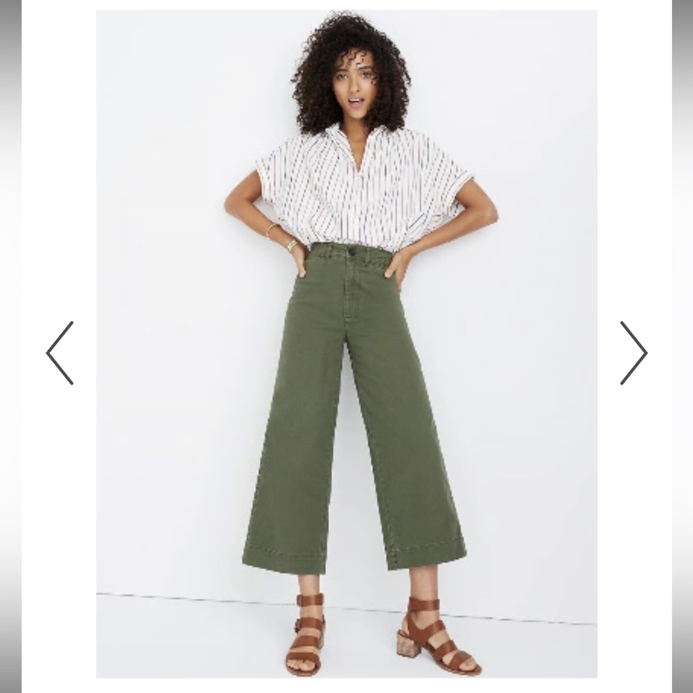 Madewell green Emmett wide leg crop